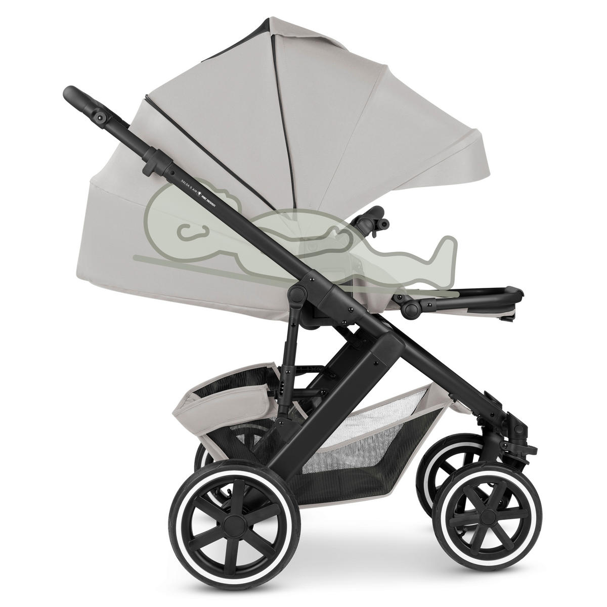 KINDERWAGENSET  Salsa 5 Air All in One Set  Pine  - Pastellgrün/Schwarz, Basics, Textil/Metall (63/118/95.5cm) - ABC Design