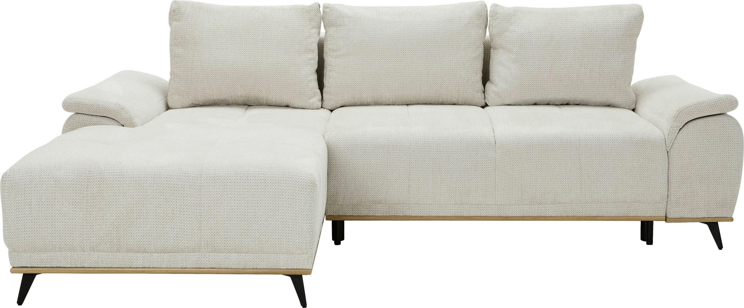 ECKSOFA in Chenille Creme  - Creme/Schwarz, Modern, Textil/Metall (168/262cm) - home24