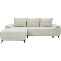 ECKSOFA Creme Chenille  - Creme/Schwarz, MODERN, Textil/Metall (168/262cm) - home24