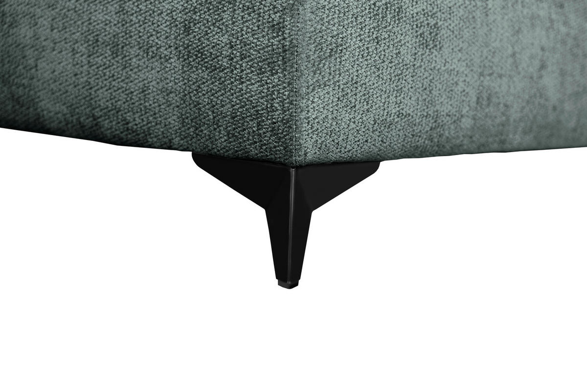 ECKSOFA LIVANO Grün Chenille Liegefläche im Originalstoff  - Schwarz/Grün, Design, Textil/Metall (190/250cm) - P & B