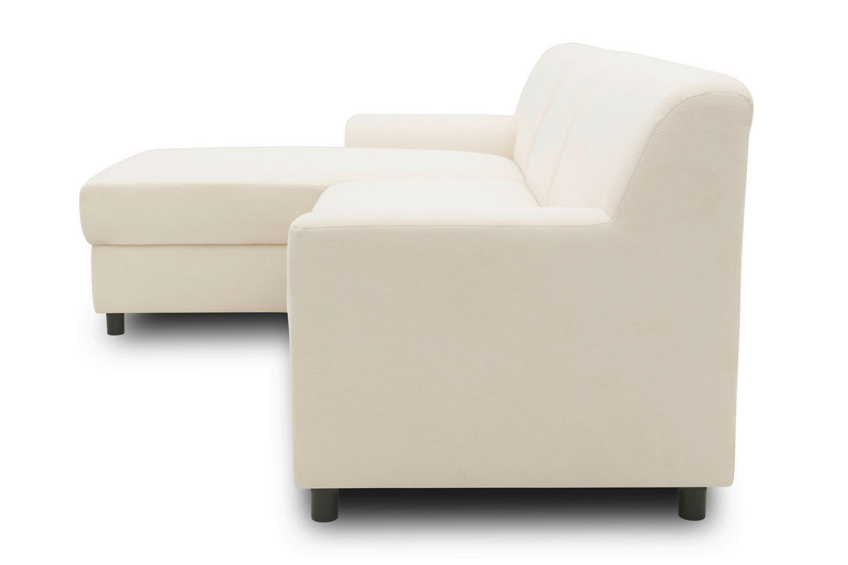 ECKSCHLAFSOFA  CAPRI 2 Creme Mikrofaser  - Creme/Schwarz, Basics, Kunststoff/Textil (146/241cm) - MID.YOU