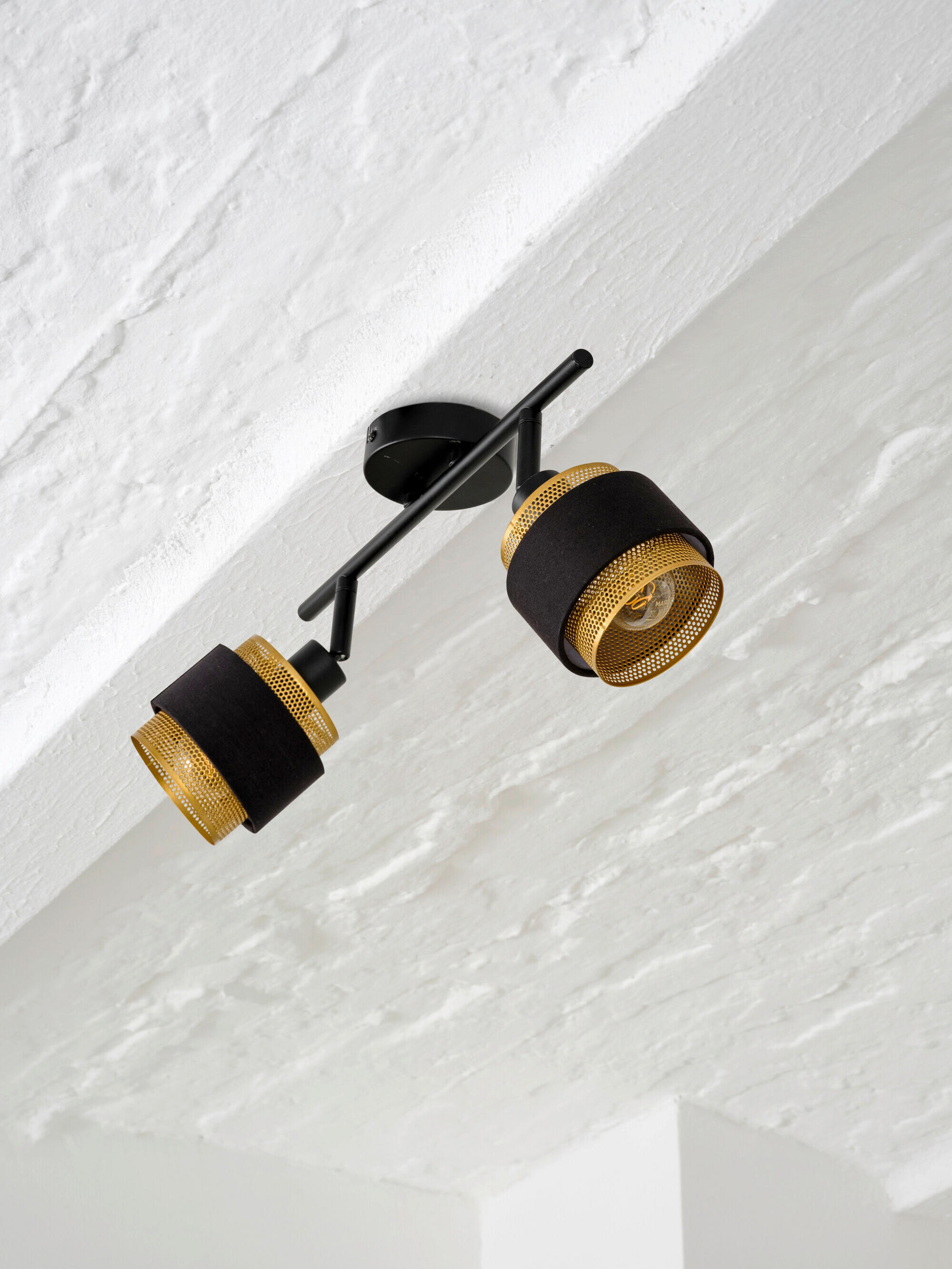 DECKENLEUCHTE    36/12/22,5 cm  - Goldfarben/Schwarz, KONVENTIONELL, Textil/Metall (36/12/22,5cm) - Osram