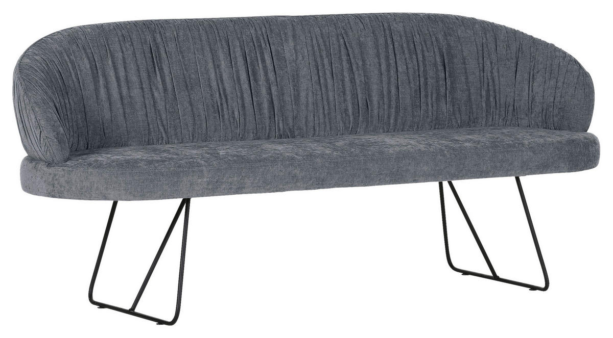 SITZBANK in Textil Grau  - Schwarz/Grau, Design, Textil/Metall (202/88/65cm) - Novel
