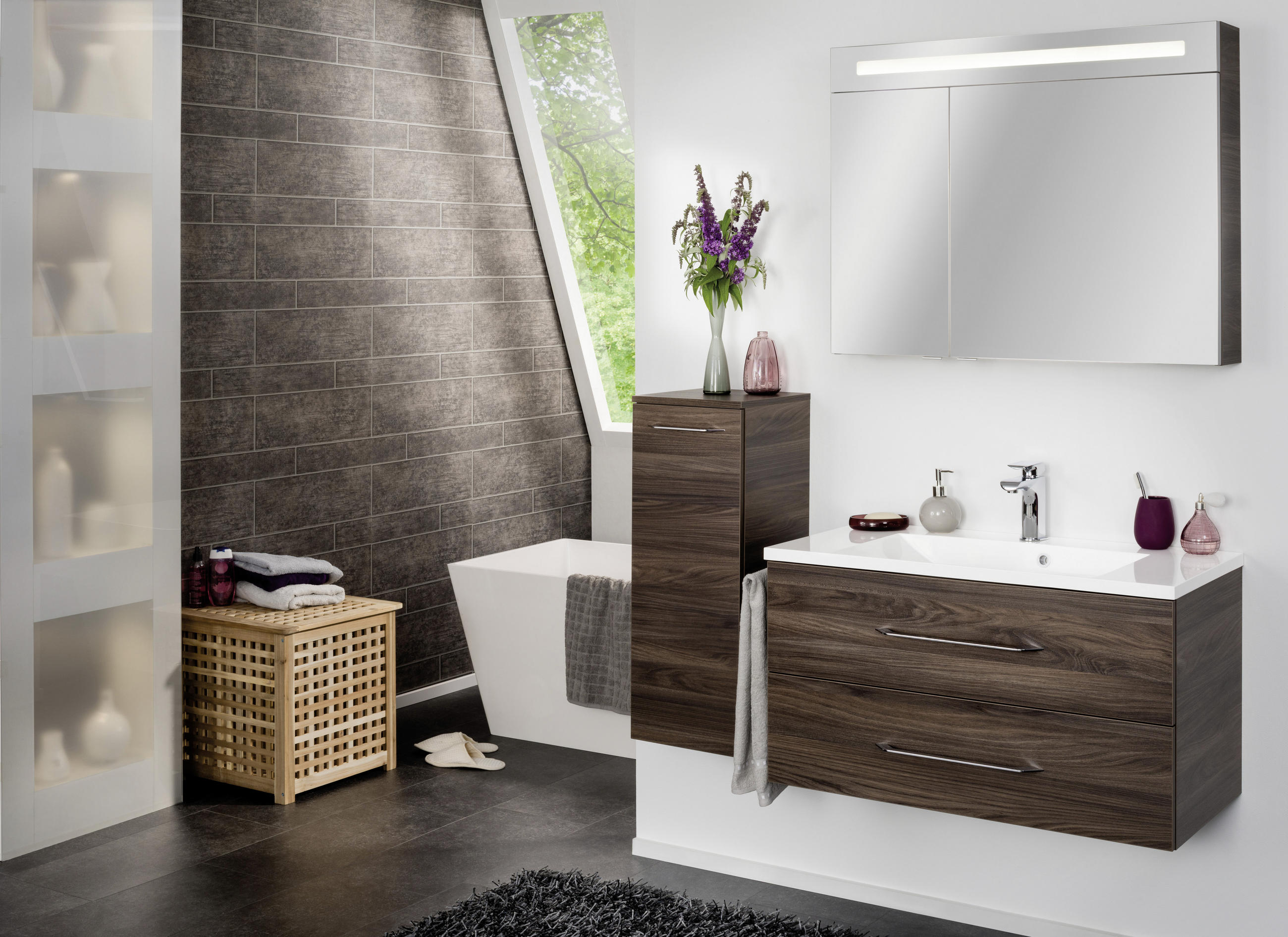 SPIEGELSCHRANK Ulmefarben - Ulmefarben/Alufarben, MODERN, Glas/Holzwerkstoff (90/71/16cm) - MID.YOU