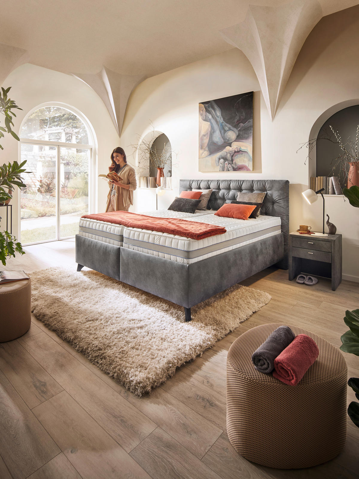 POLSTERBETT 180/200 cm, {[inkl. ],item.attr('349-543'),[, ]} - Schwarz/Weiß, Design, Holz/Textil (180/200cm) - Voleo