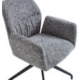 ARMLEHNSTUHL  Sitzfläche 360° drehbar, automatische Rückholfunktion Leinenoptik  - Schwarz/Grau, Design, Textil/Metall (62/89/63cm) - Dieter Knoll