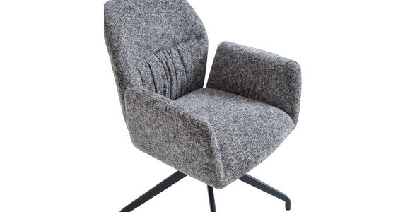 ARMLEHNSTUHL  Sitzfläche 360° drehbar, automatische Rückholfunktion Leinenoptik  - Schwarz/Grau, Design, Textil/Metall (62/89/63cm) - Dieter Knoll