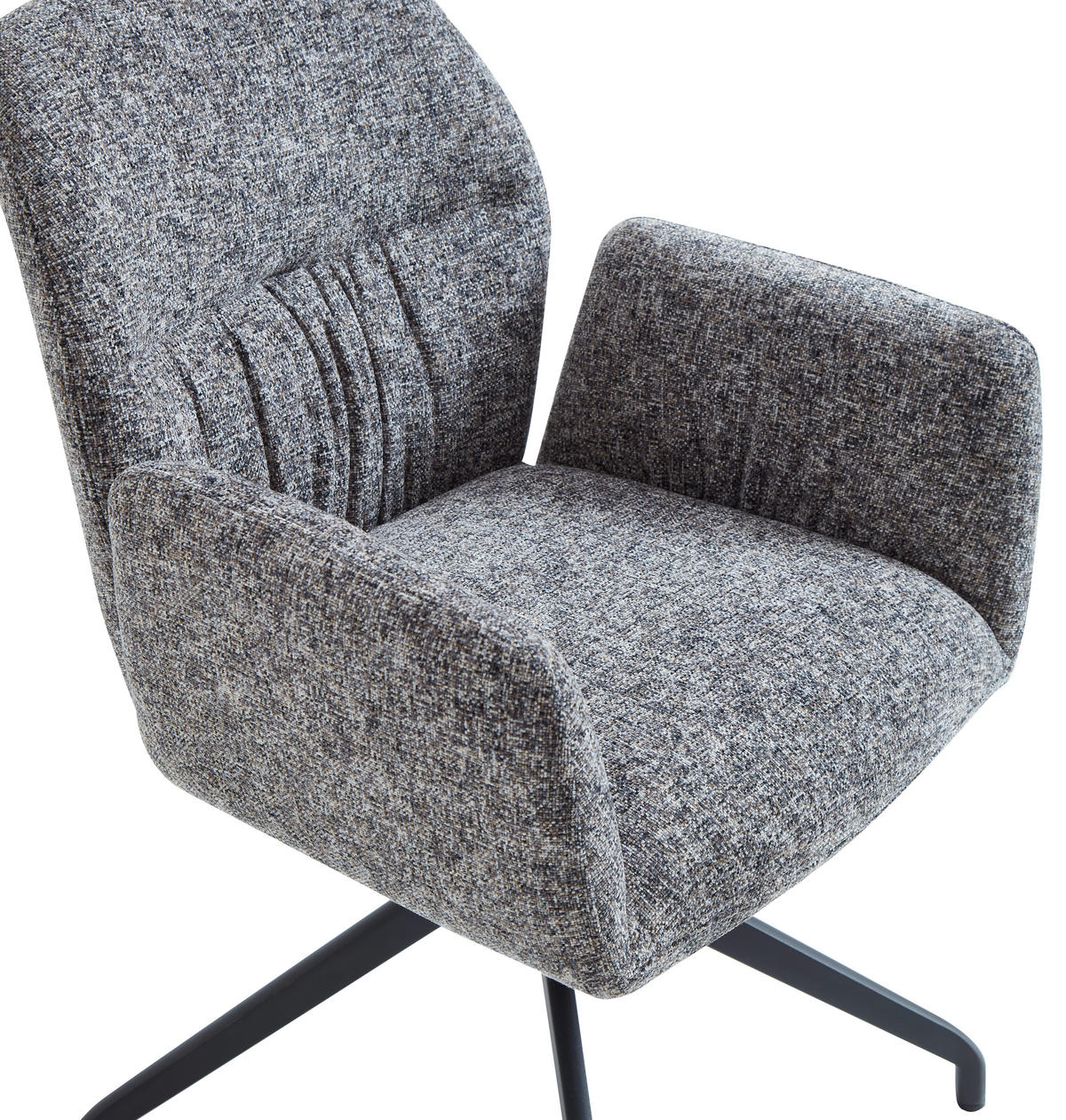 ARMLEHNSTUHL  Sitzfläche 360° drehbar, automatische Rückholfunktion Leinenoptik  - Schwarz/Grau, Design, Textil/Metall (62/89/63cm) - Dieter Knoll