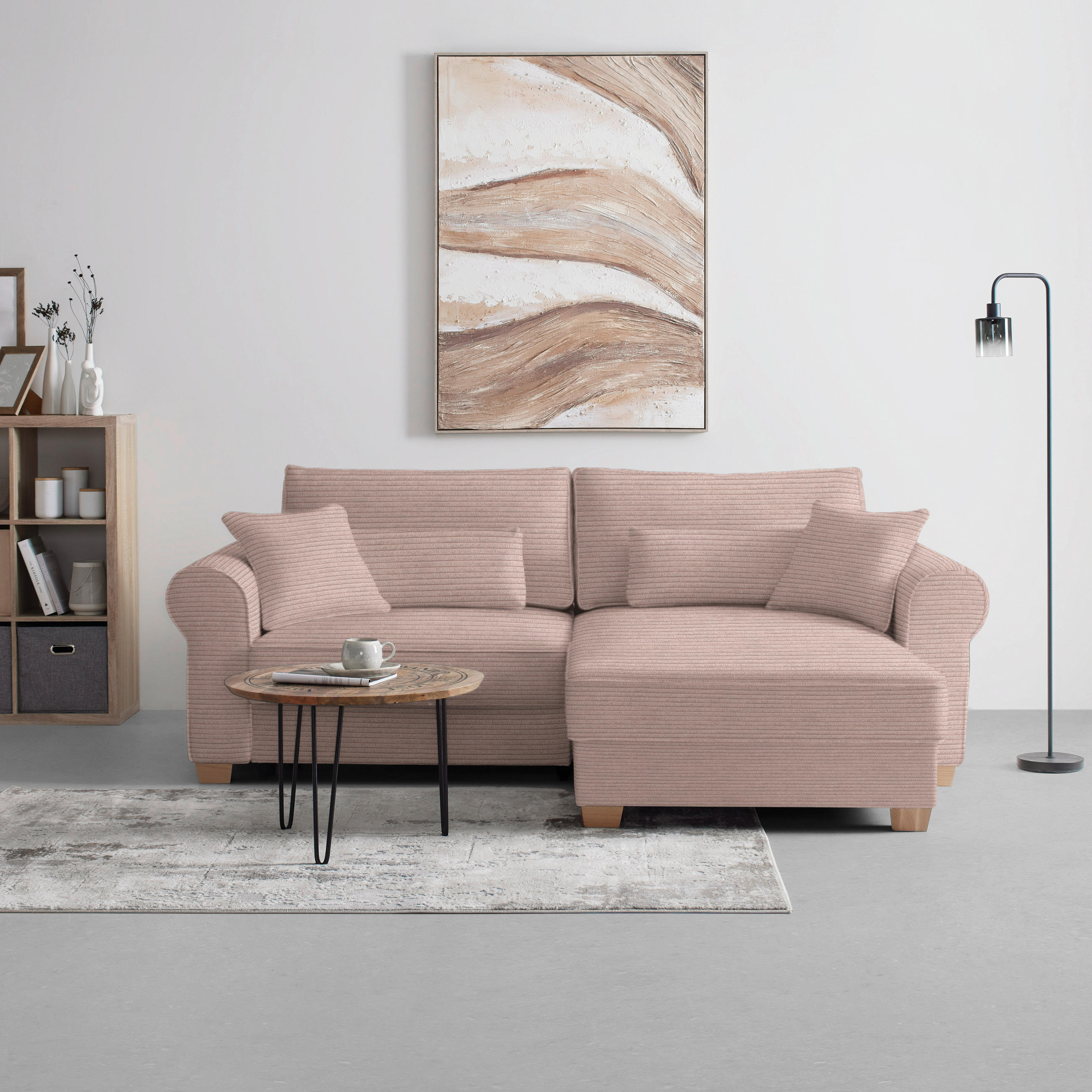 HÖRNSOFFA i rosa  - rosa, Modern, trämaterial/trä (255/185cm) - MID.YOU