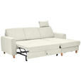 ECKSOFA Creme Flachgewebe  inkl. Bettkasten, Schlaffunktion, Rücken echt, Kopfstütze, Liegefläche im Originalstoff  - Buchefarben/Creme, KONVENTIONELL, Holz/Textil (241/166cm) - Carryhome