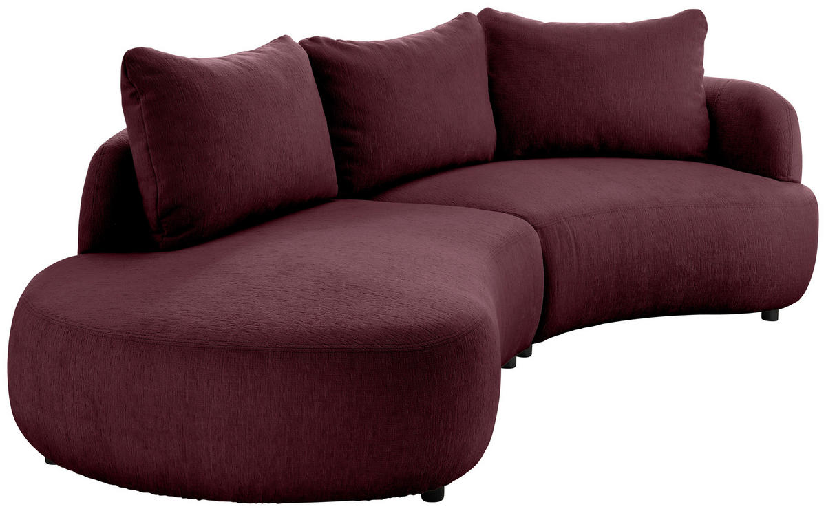 ECKSOFA in Mikrofaser Bordeaux  - Bordeaux/Schwarz, Modern, Kunststoff/Textil (250/139cm) - Livetastic