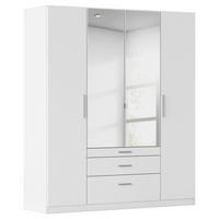 DREHTÜRENSCHRANK 181/210/54 cm,  in Weiß, 4 Tür(en)  - Alufarben/Weiß, KONVENTIONELL, Glas/Holzwerkstoff (181/210/54cm) - home24