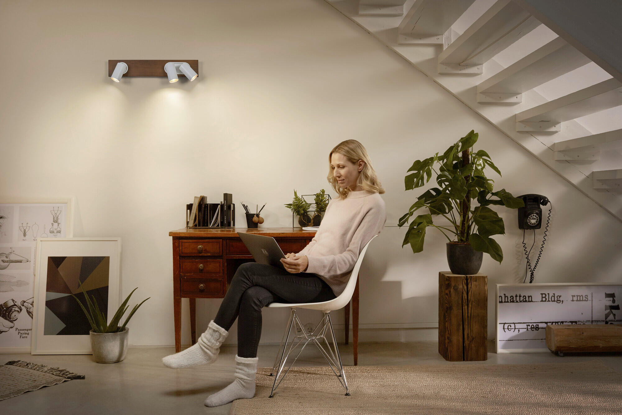 LED-STRAHLER 52/10/14,2 cm   - Naturfarben/Weiß, Basics, Holz/Metall (52/10/14,2cm) - Osram