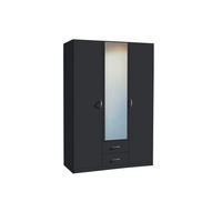 DREHTÜRENSCHRANK Grau  - Silberfarben/Grau, Design, Glas/Holzwerkstoff (136/197/54cm) - Boxxx
