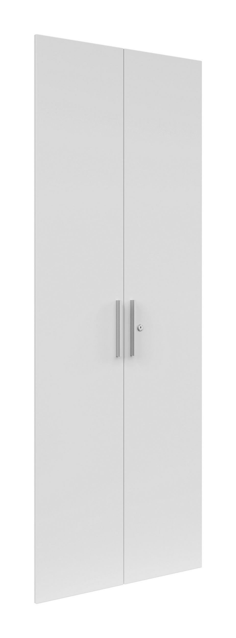 TÜRENSET - Weiß Hochglanz/Silberfarben, KONVENTIONELL, Holzwerkstoff/Metall (75,5/206/1,6cm) - Voleo