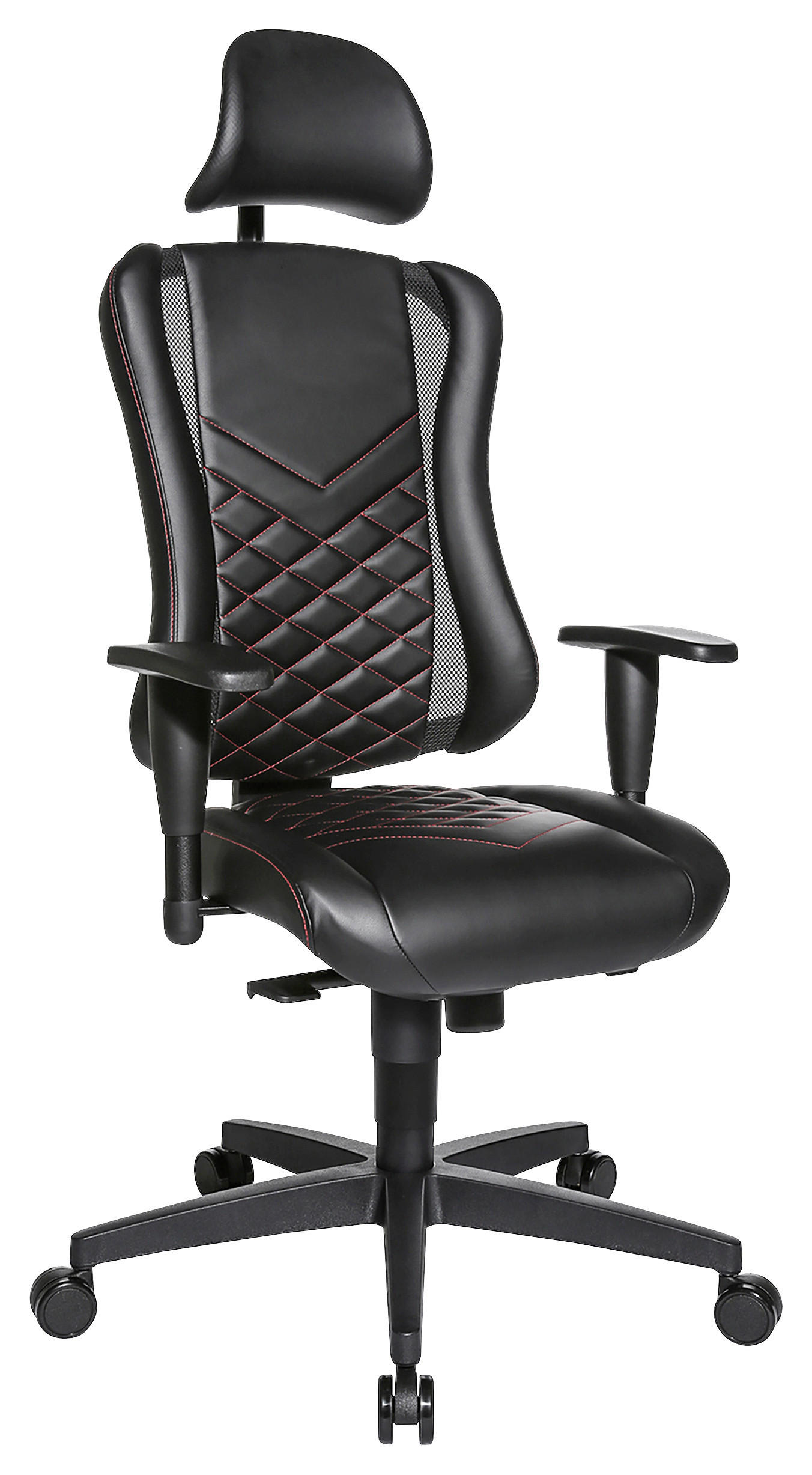 OTOČNÁ ŽIDLE, vzhled kůže, černá - černá/červená, Design, textil/plast (47,5/99-127/44cm) - Dieter Knoll