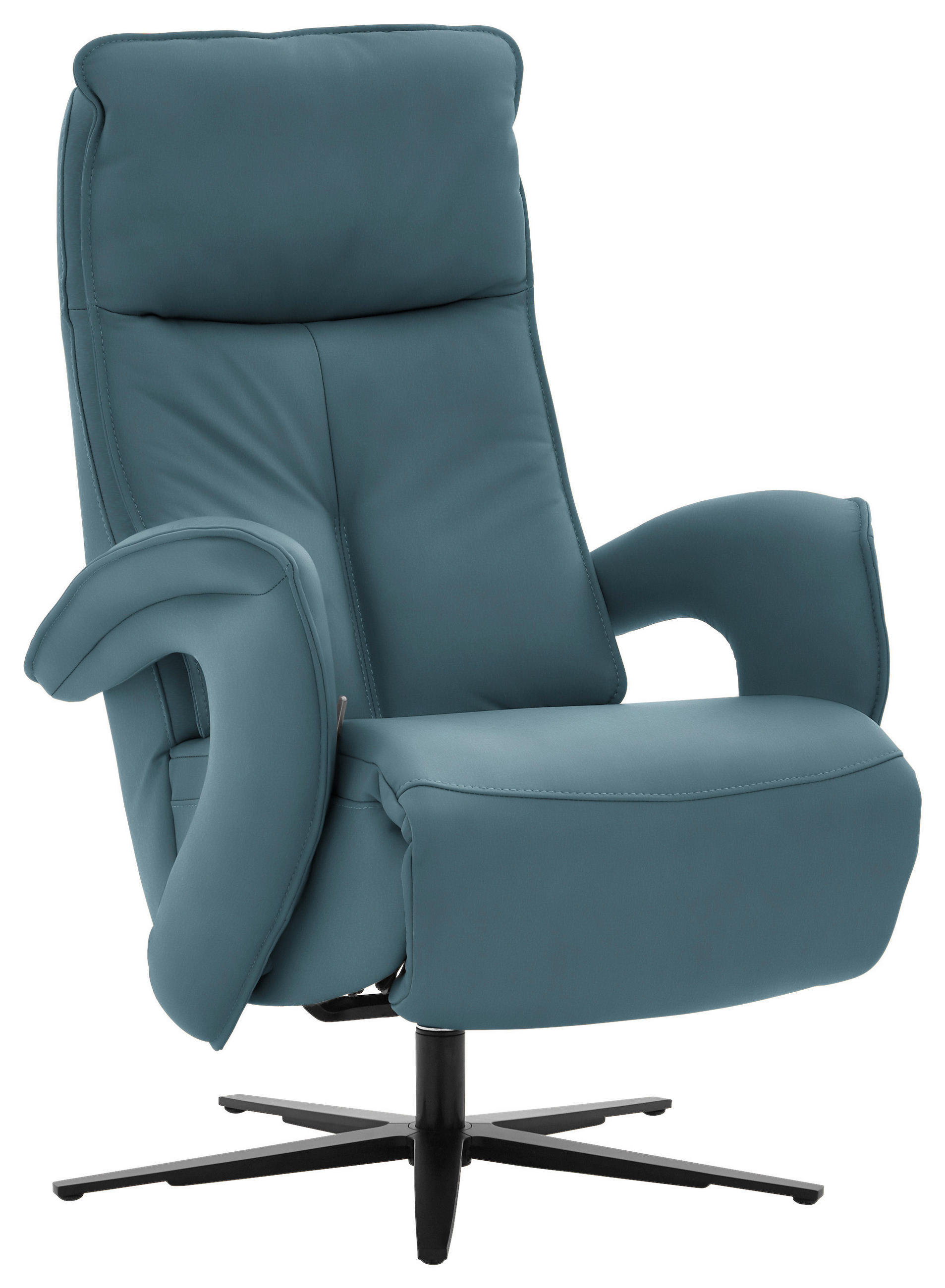RELAXSESSEL in Leder Blau  - Blau/Schwarz, Design, Leder/Metall (77/110/87cm) - Valdera