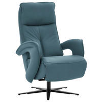 RELAXSESSEL in Leder Blau  - Blau/Schwarz, Design, Leder/Metall (77/110/87cm) - Valdera