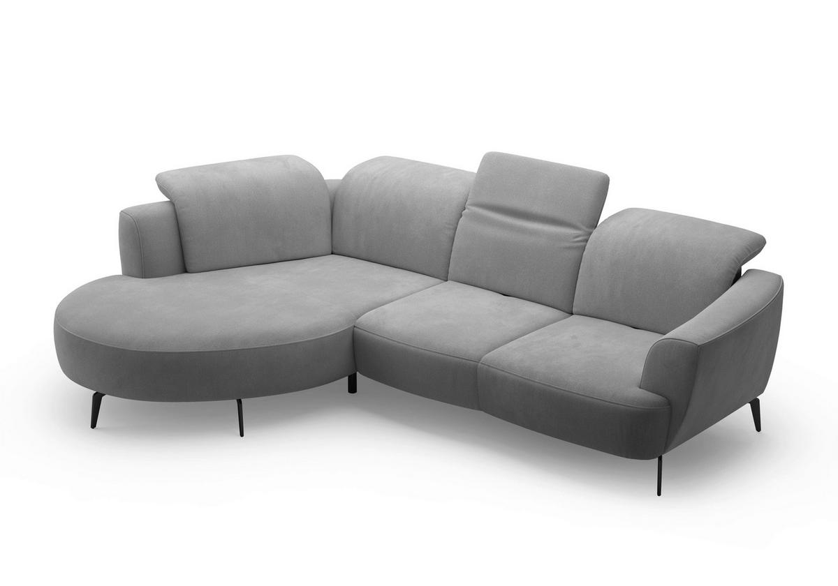 ECKSOFA ZOE E Grau Flachgewebe  - Schwarz/Grau, KONVENTIONELL, Textil/Metall (199/309cm) - Sit & More