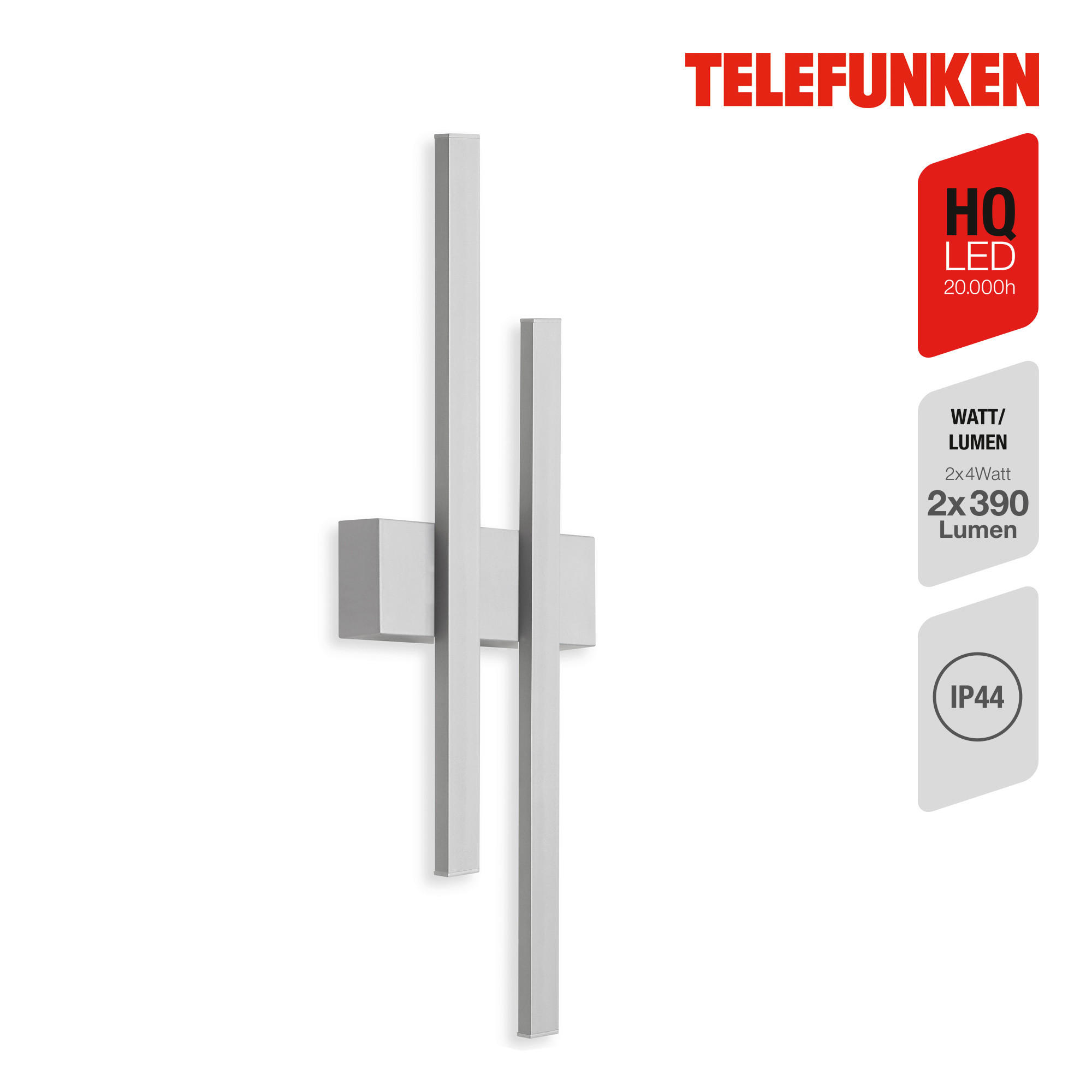 VÄGGLAMPA FÖR UTOMHUS 47/15,5/4,2 cm   - silver, Basics, metall (47/15,5/4,2cm)