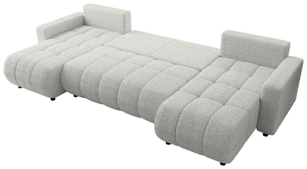 WOHNLANDSCHAFT Weiß Bouclé  - Schwarz/Weiß, MODERN, Kunststoff/Textil (150/312/150cm) - Carryhome