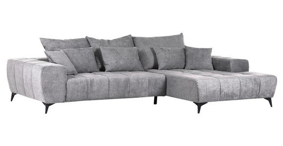 ECKSOFA Hellgrau Flachgewebe  - Hellgrau/Schwarz, KONVENTIONELL, Textil/Metall (300/205cm) - Carryhome