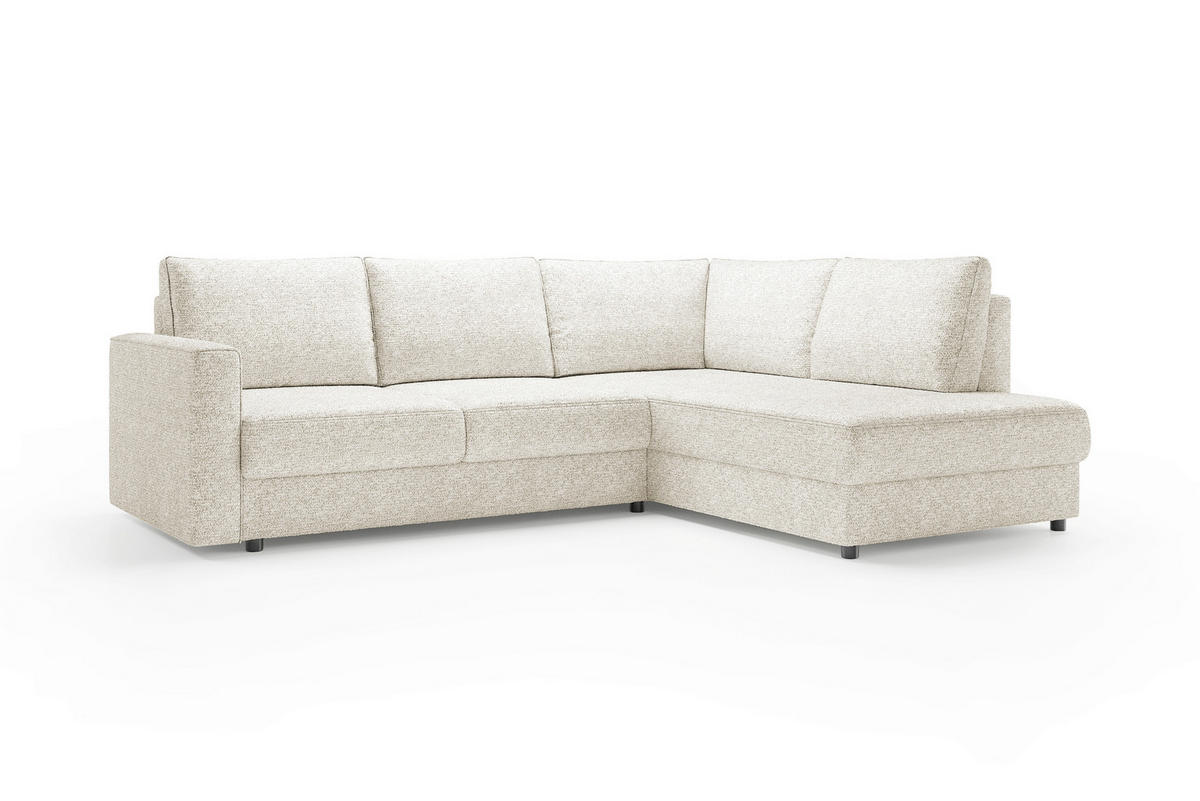 ECKSOFA DELANTO CLOSED Creme Chenille Bettkasten  - Creme, MODERN, Holz/Kunststoff (280/89cm) - Livetastic