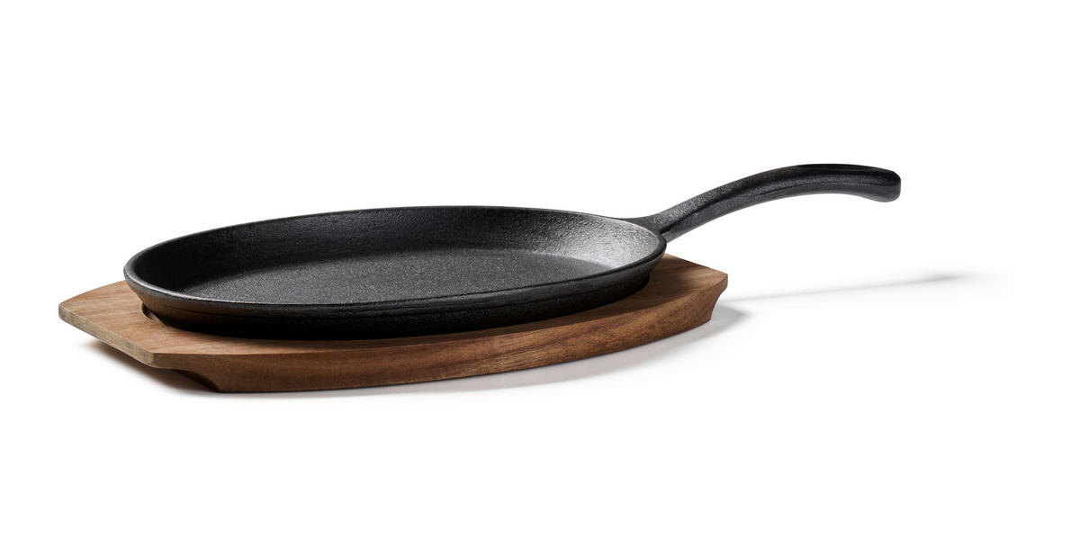 BRATPFANNE  - Schwarz/Naturfarben, Basics, Holz/Metall (37,5/17,5/2cm) - Homeware Profession.