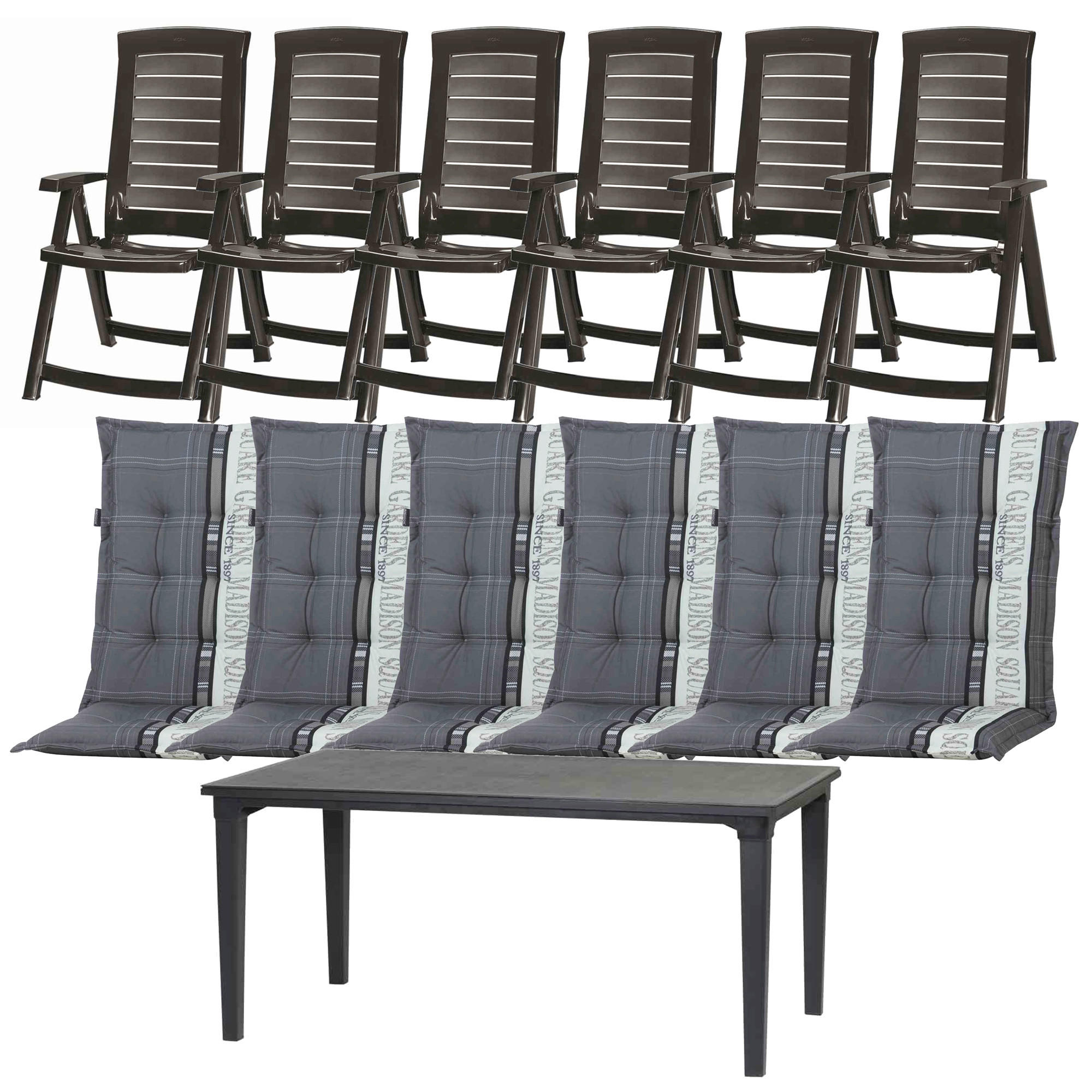 GARTENTISCHGRUPPE  - Grau, MODERN, Kunststoff/Textil (95/95/165cm) - Gardenson