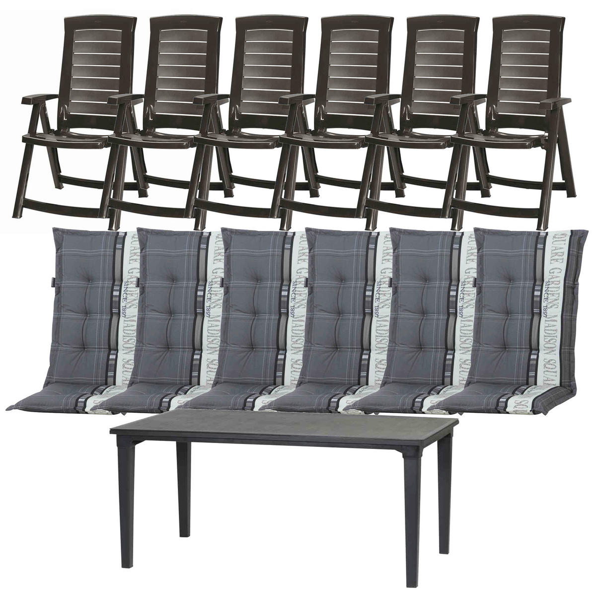 GARTENTISCHGRUPPE  - Grau, MODERN, Kunststoff/Textil (95/95/165cm) - Gardenson