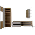 WOHNWAND in Greige, Wildeiche 277/200/45 cm - Wildeiche/Greige, Design, Glas/Holz (277/200/45cm) - Moderano