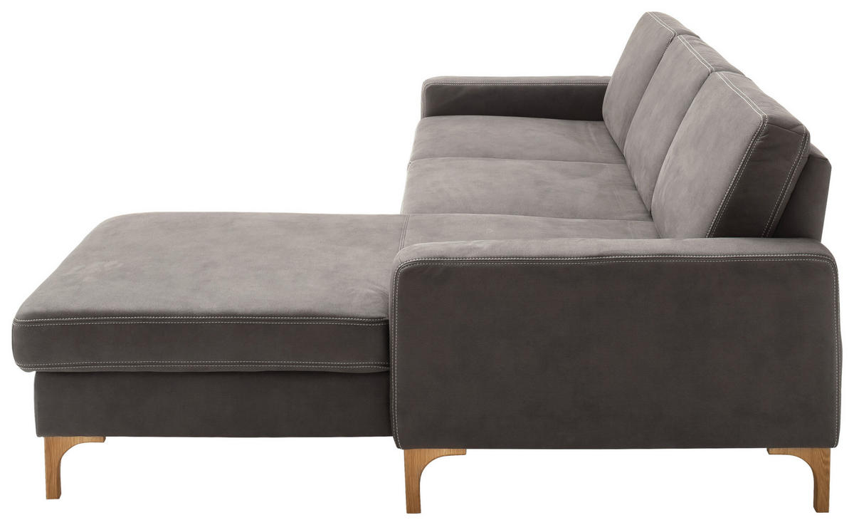 ECKSOFA in Mikrofaser Anthrazit  - Anthrazit/Beige, Design, Holz/Textil (185/276cm) - Pure Home Lifestyle