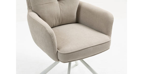 ARMLEHNSTUHL in Feincord - Taupe/Creme, Design, Textil/Metall (61/95/67cm) - Novel