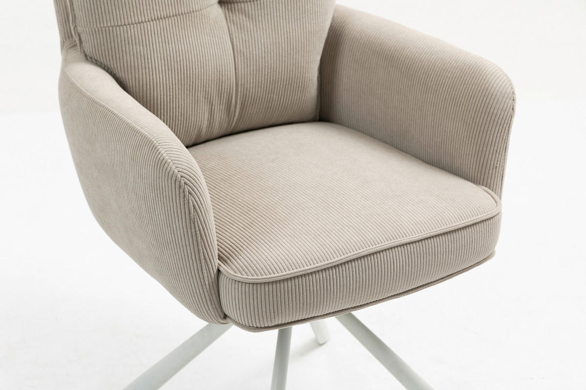 ARMLEHNSTUHL  in Feincord  - Taupe/Creme, Design, Textil/Metall (61/95/67cm) - Novel