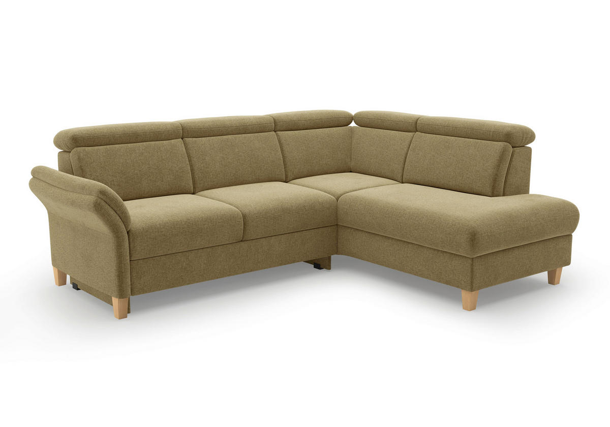 ECKSOFA GLENDALE E Olivgrün Flachgewebe  - Eichefarben/Olivgrün, KONVENTIONELL, Holz/Textil (247/193cm) - Sit & More