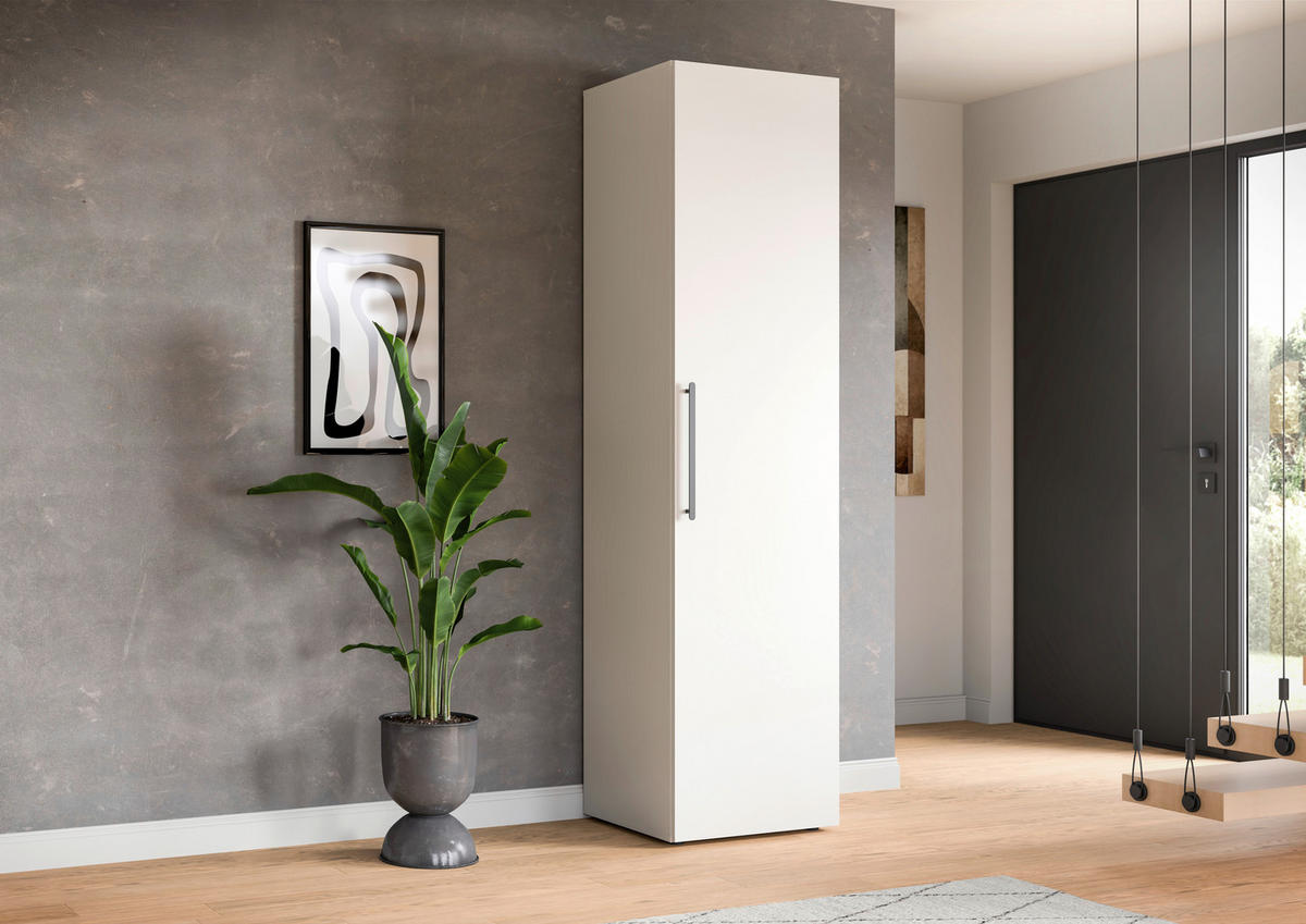 GARDEROBENSCHRANK  in 55/200/47 cm  - Weiss/Schwarz, Modern, Holzwerkstoff/Kunststoff (55/200/47cm) - Stylife