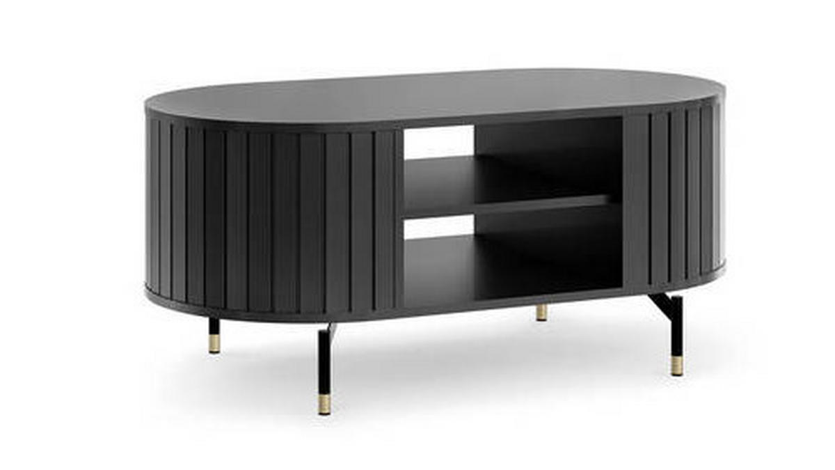 COUCHTISCH 104,1/56/47 cm oval Schwarz, Goldfarben  - Goldfarben/Schwarz, MODERN, Holzwerkstoff/Metall (104,1/56/47cm) - home24