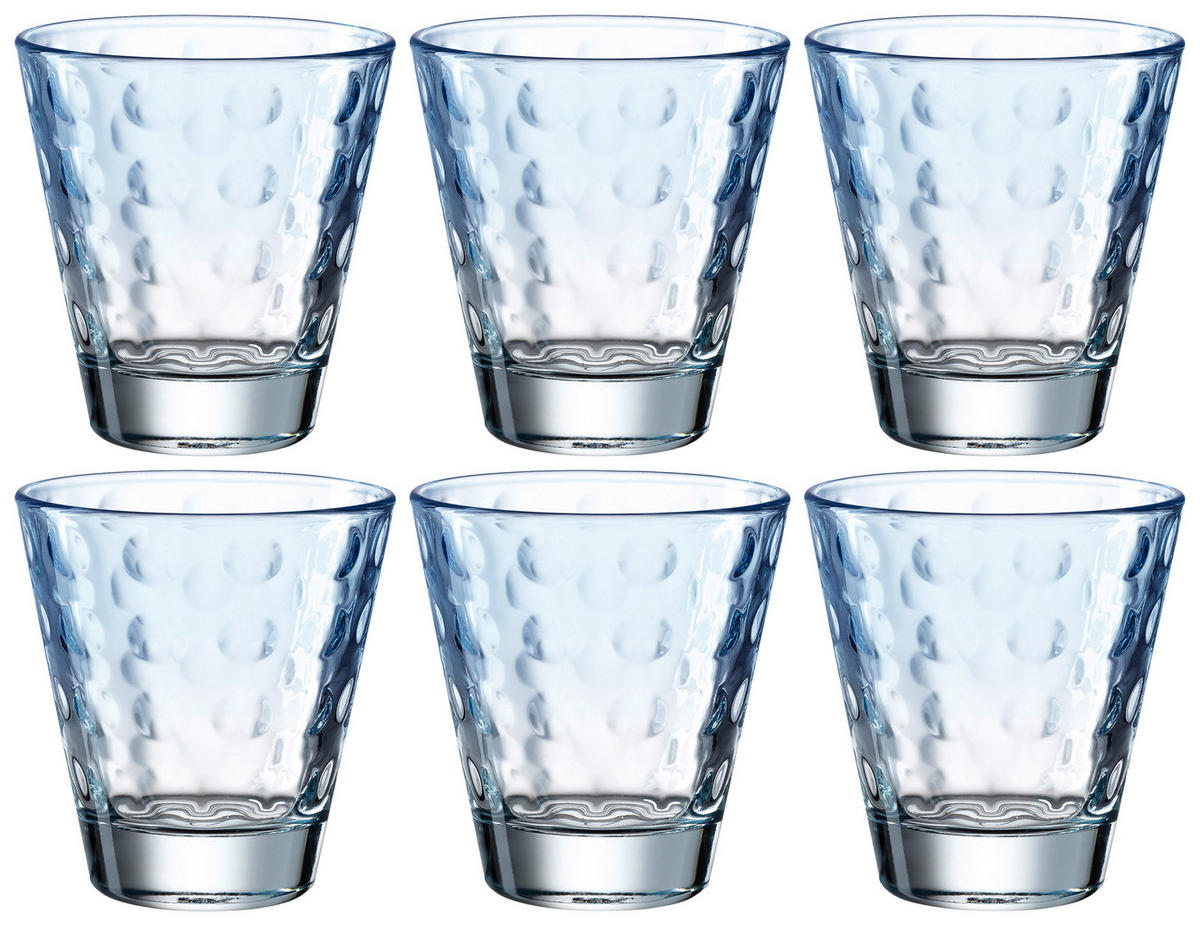 WHISKY-GLÄSERSET 215,00 ml 6-teilig  - Hellblau, Design, Glas (8,50/9,00/8,50cm) - Leonardo