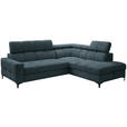 ECKSOFA in Struktur Blau  - Blau/Schwarz, MODERN, Textil/Metall (254/212cm) - Carryhome