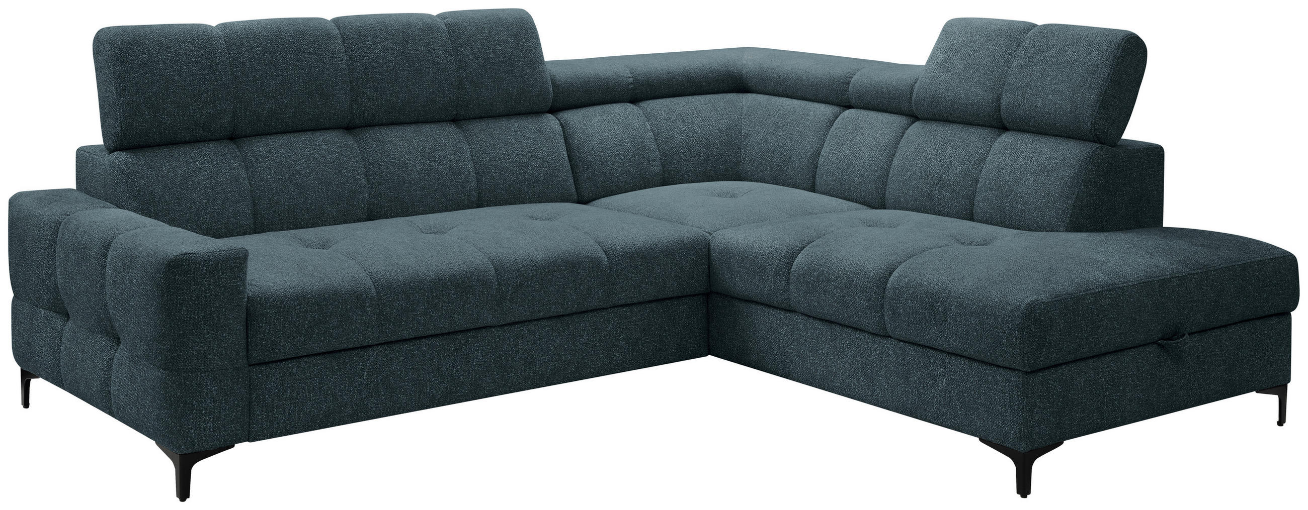 ECKSOFA in Struktur Blau  - Blau/Schwarz, Modern, Textil/Metall (254/212cm) - Carryhome