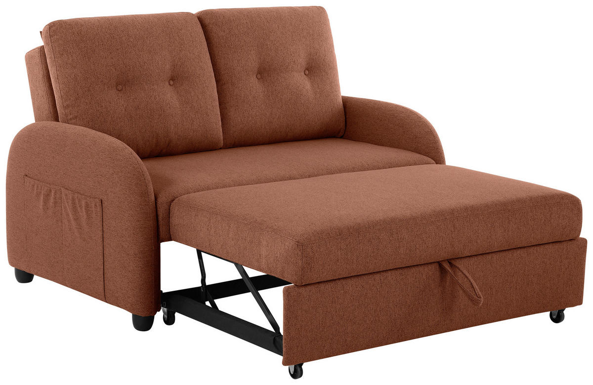 SCHLAFSOFA in Textil Rostfarben  - Rostfarben/Schwarz, Design, Kunststoff/Textil (140/94/95cm) - Livetastic
