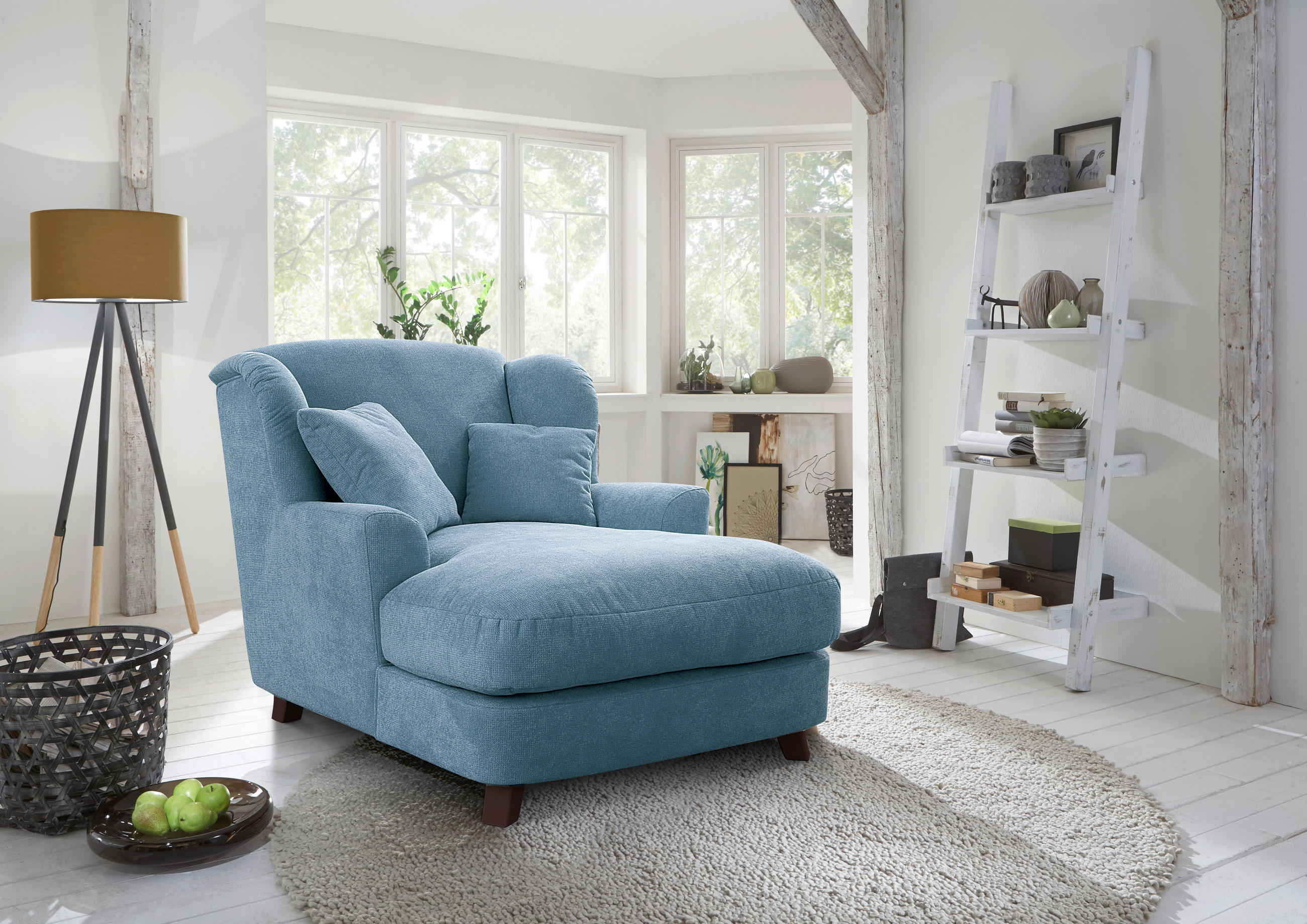 XXL-SESSEL in Hellblau  - Dunkelbraun/Hellblau, Modern, Holzwerkstoff/Textil (109/104/145cm) - Sit & More