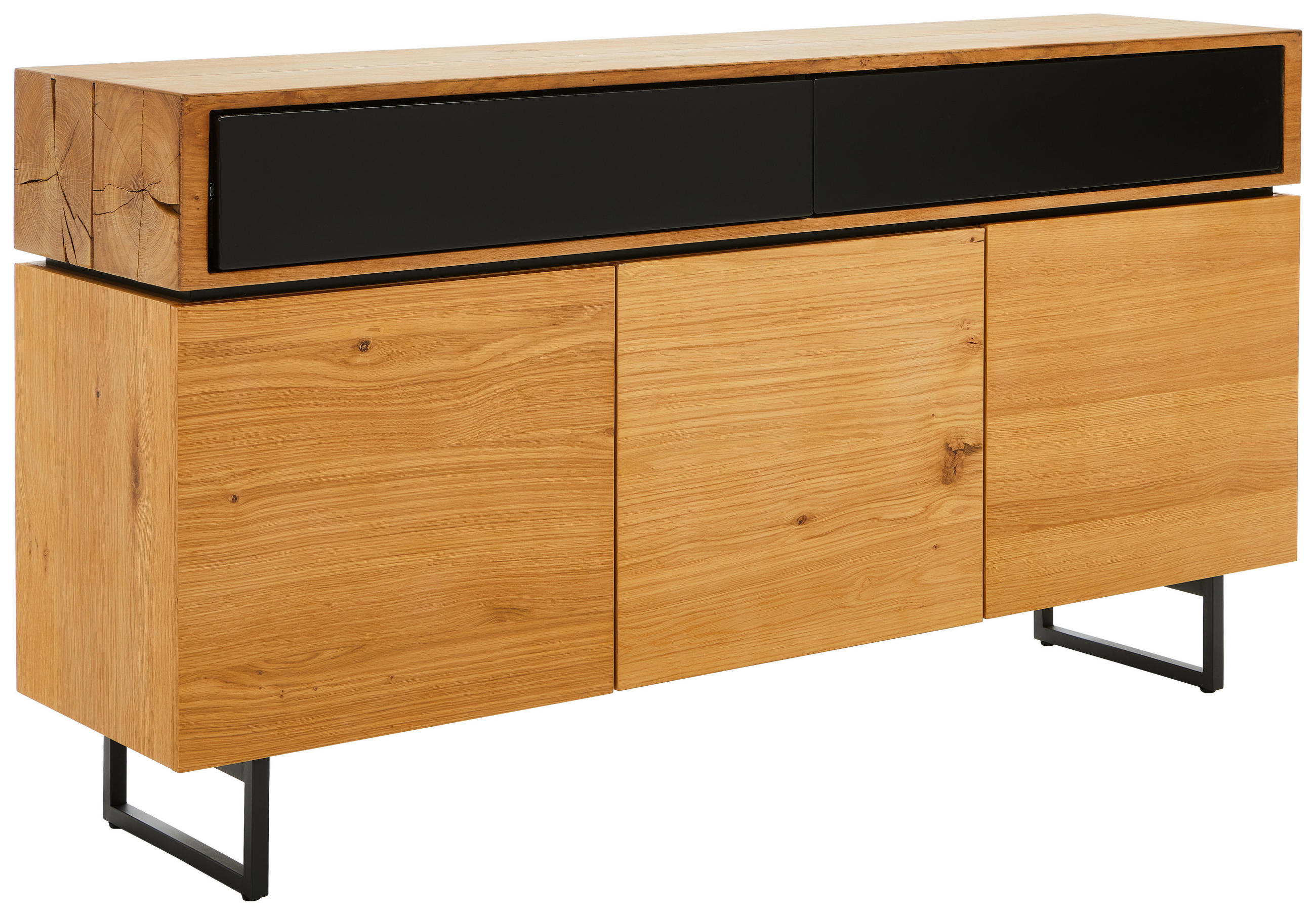 SIDEBOARD 160/86/40 cm  - svart/ekfärgad, Design, metall/trämaterial (160/86/40cm) - MID.YOU