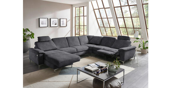 WOHNLANDSCHAFT in Chenille Dunkelgrau - Dunkelgrau/Alufarben, Design, Textil/Metall (170/333/265cm) - Dieter Knoll
