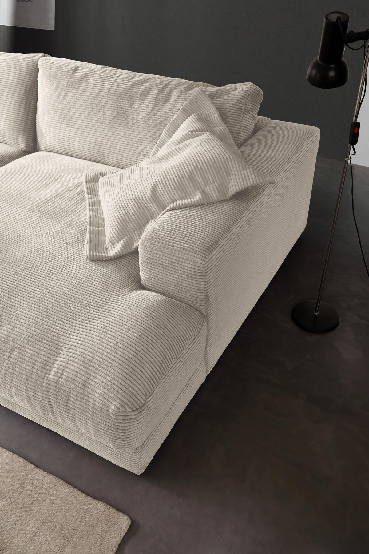 MEGASOFA in Cord Naturfarben  - Schwarz/Naturfarben, Design, Kunststoff/Textil (290/86/170cm) - Pure Home Lifestyle