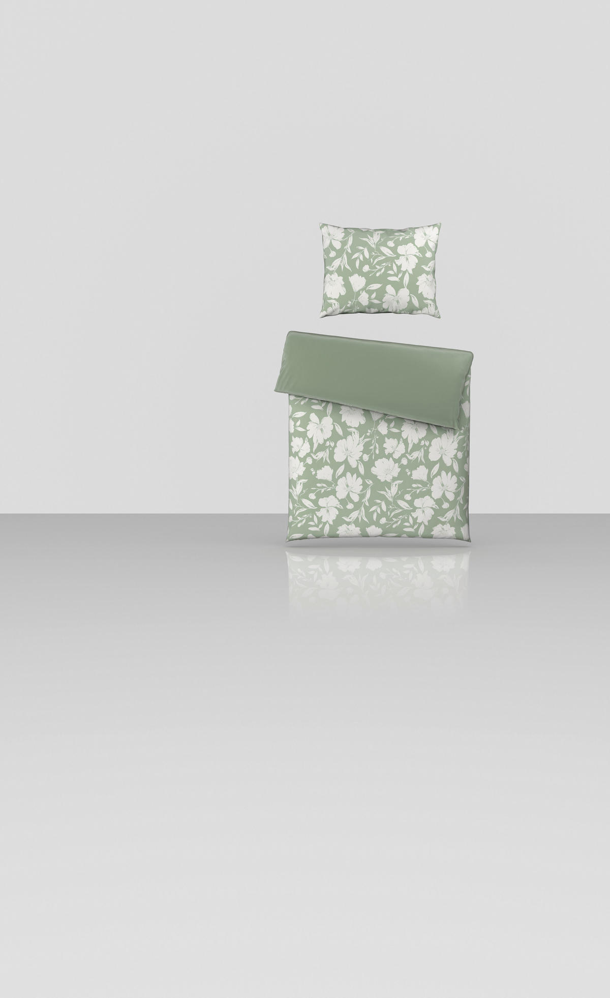 POSTELJINA SA DVA LICA Mavie 140/200 cm saten zelena, bela  - zelena/bela, Konvencionalno, tekstil (140/200cm) - Novel