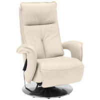 RELAXSESSEL in Leder Naturfarben  - Chromfarben/Naturfarben, Design, Leder/Metall (77/110/87cm) - Valdera