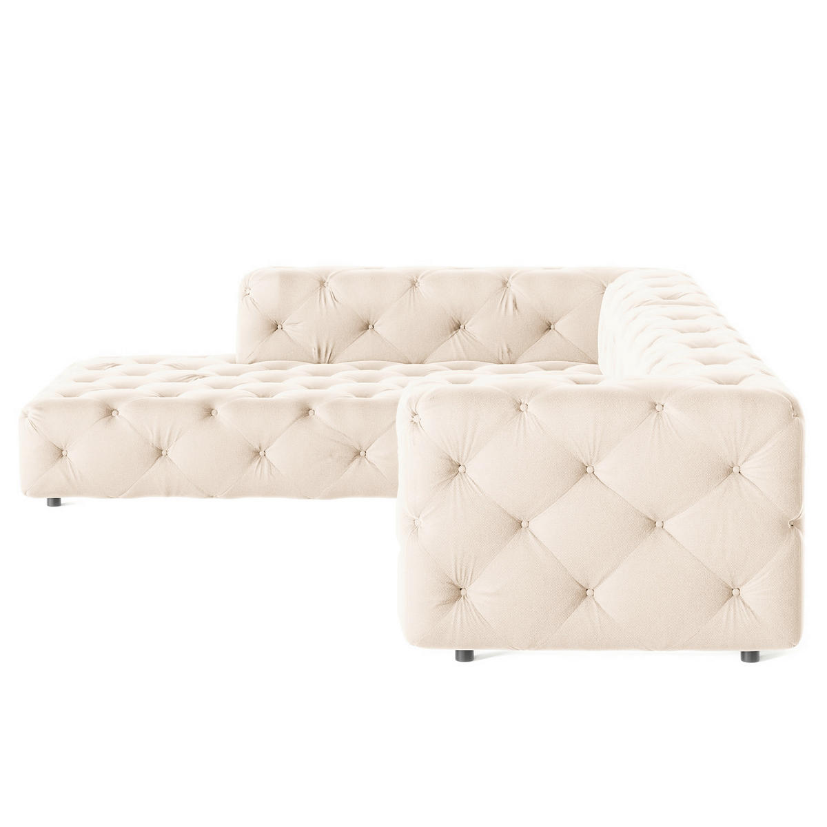 ECKSOFA Fresco in Samt Creme  228/325 cm  - Creme/Schwarz, Design, Kunststoff/Textil (228/325cm) - P & B