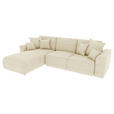 ECKSOFA Beige Cord  - Chromfarben/Beige, KONVENTIONELL, Kunststoff/Textil (195/293cm) - Carryhome