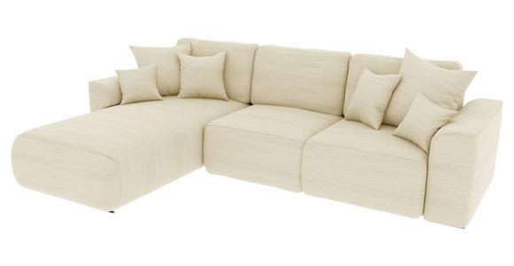 ECKSOFA Beige Cord  - Chromfarben/Beige, KONVENTIONELL, Kunststoff/Textil (195/293cm) - Carryhome